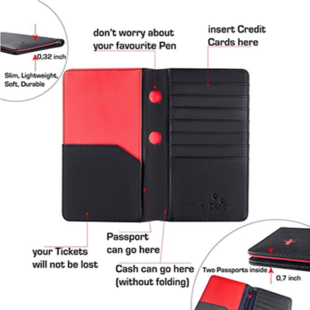 Carteira de couro PU para homens e mulheres, bolsa para passaporte, bloqueio de RFID, porta-passaporte, porta-cartão de viagem, porta-cartões de visita