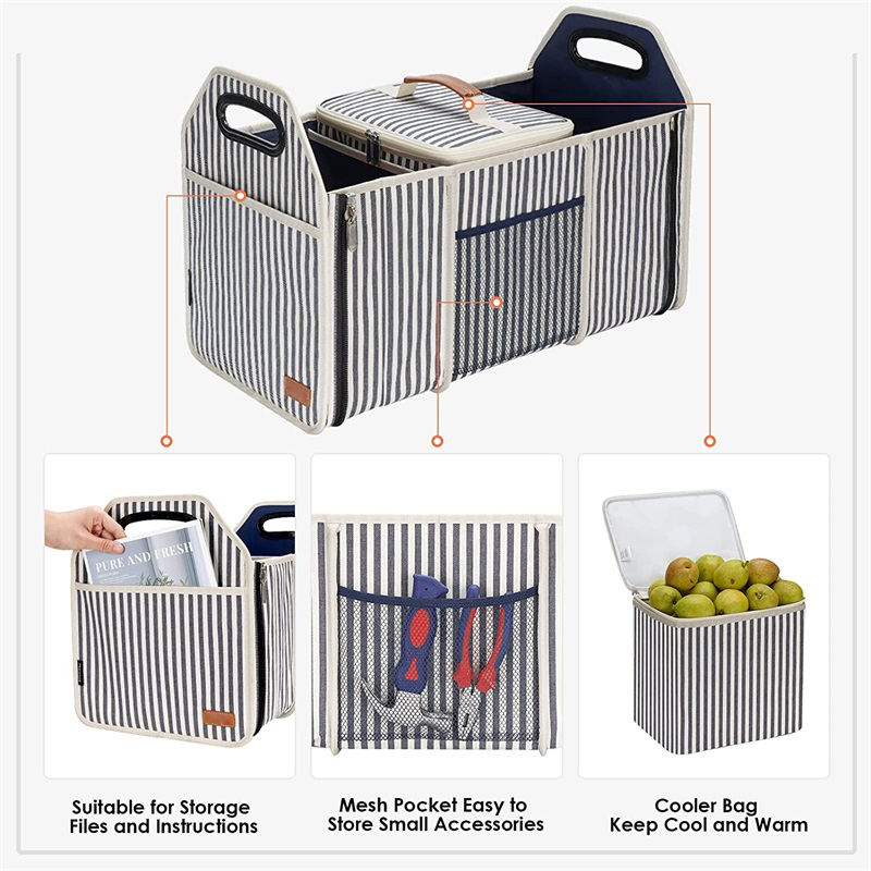 Organizador de porta-malas de carro personalizado e organizador de armazenamento dobrável para carro com refrigerador Suv Trunk Target Tool Box Bag