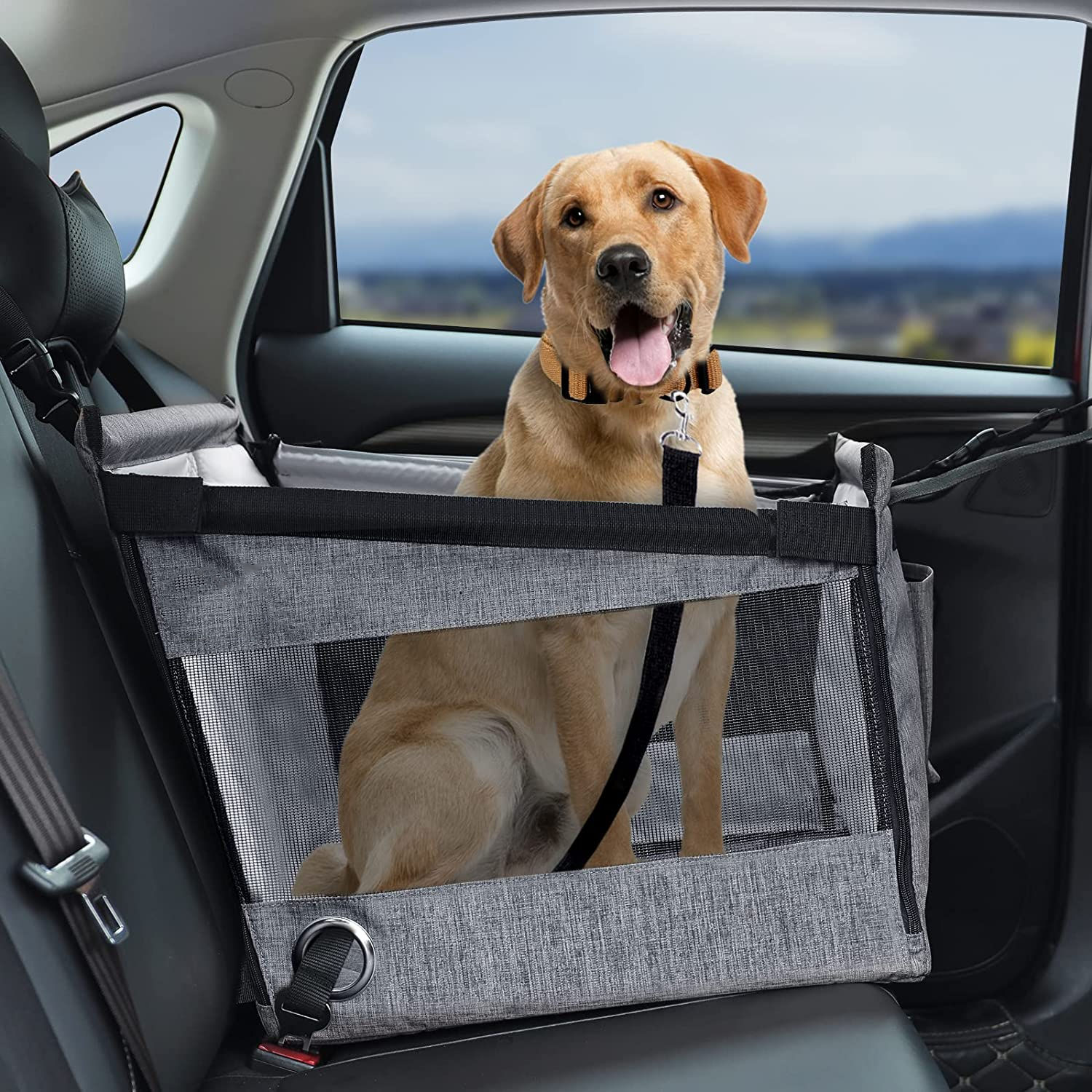 Capa de assento de carro antiderrapante durável para animais de estimação Rede para cães à prova de arranhões Assento de carro para animais de estimação Suporte para assento de carro de viagem para animais de estimação