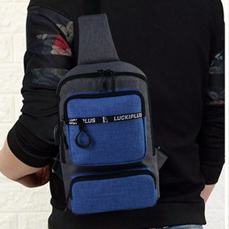 Moda masculina casual bolsa de peito mochila de ombro único bolsa tipo tiracolo USB tipo tiracolo