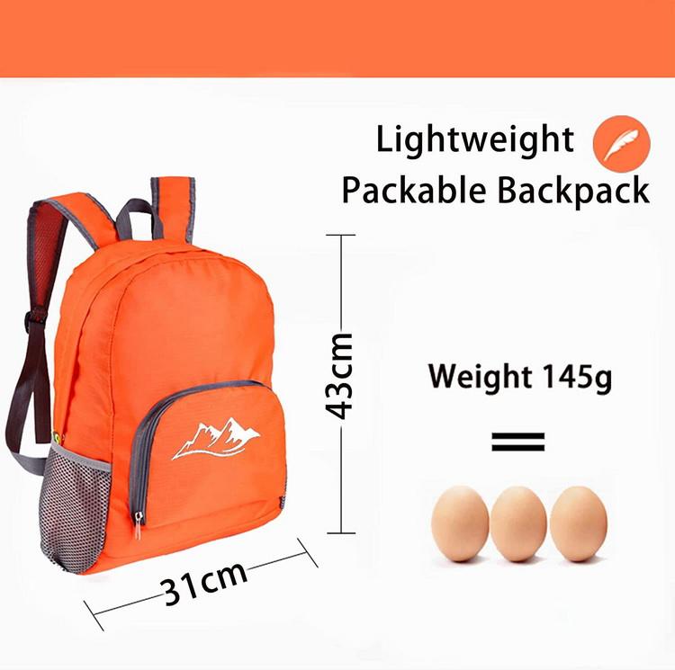 Atacado mochila leve embalável de 15 litros à prova d'água para esportes casuais, mochila dobrável para acampamento e caminhada