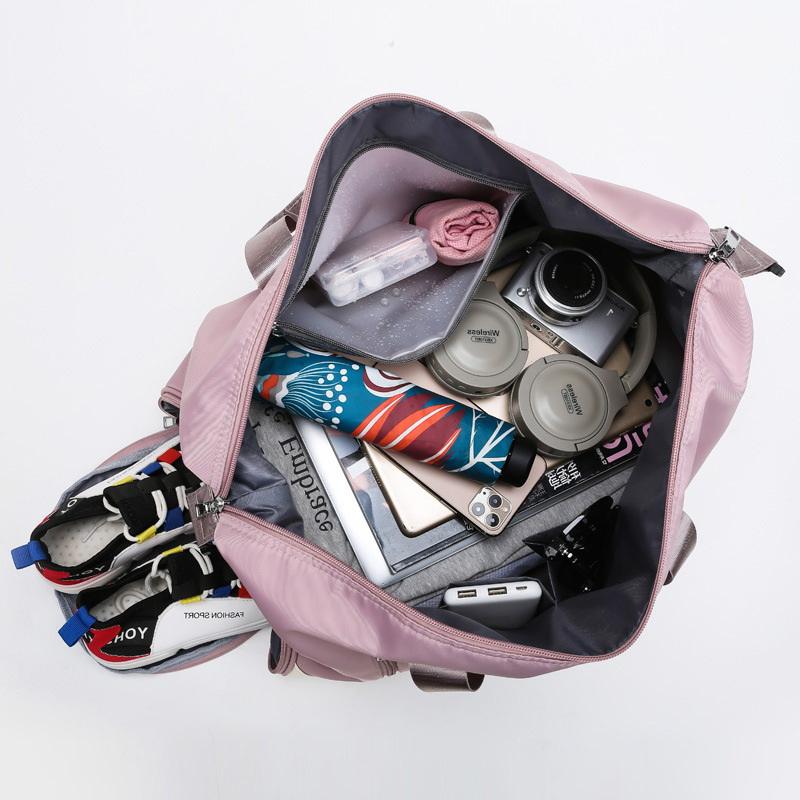 Novo estilo de bolsa de ginástica esportiva conveniente rosa com compartimento para sapatos