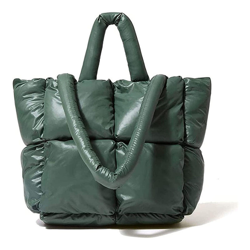 Bolsa puffer acolchoada feminina bolsa personalizada grande bolsa acolchoada e macia de inverno bolsa de nylon com travesseiro bolsa de compras