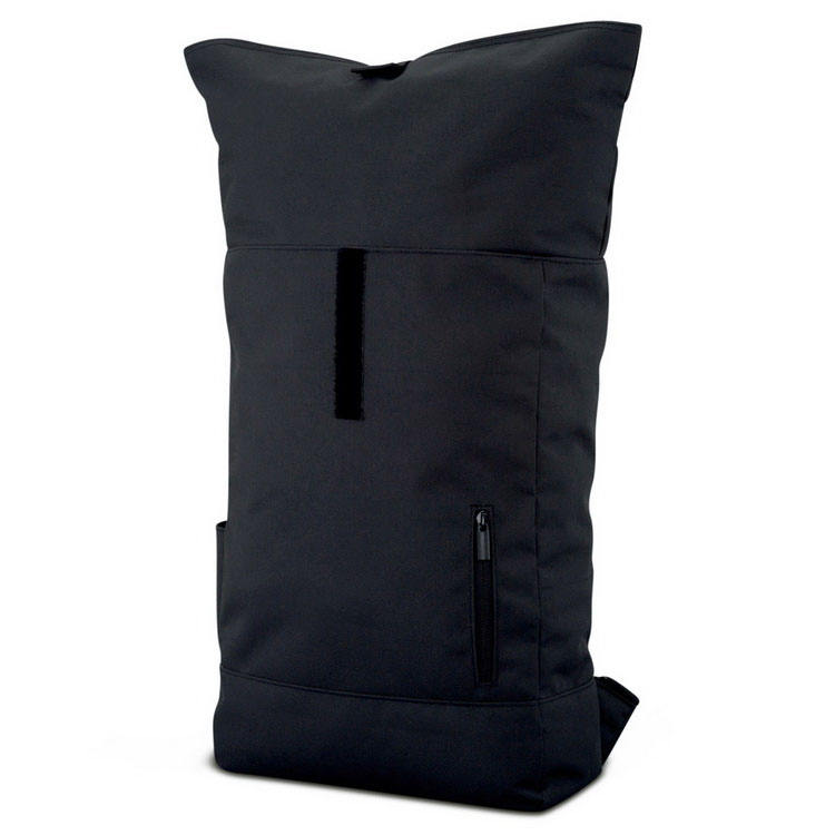 Mochila roll-up rpet preta reciclada de fábrica, mochila fashion roll-up de viagem mochila de viagem