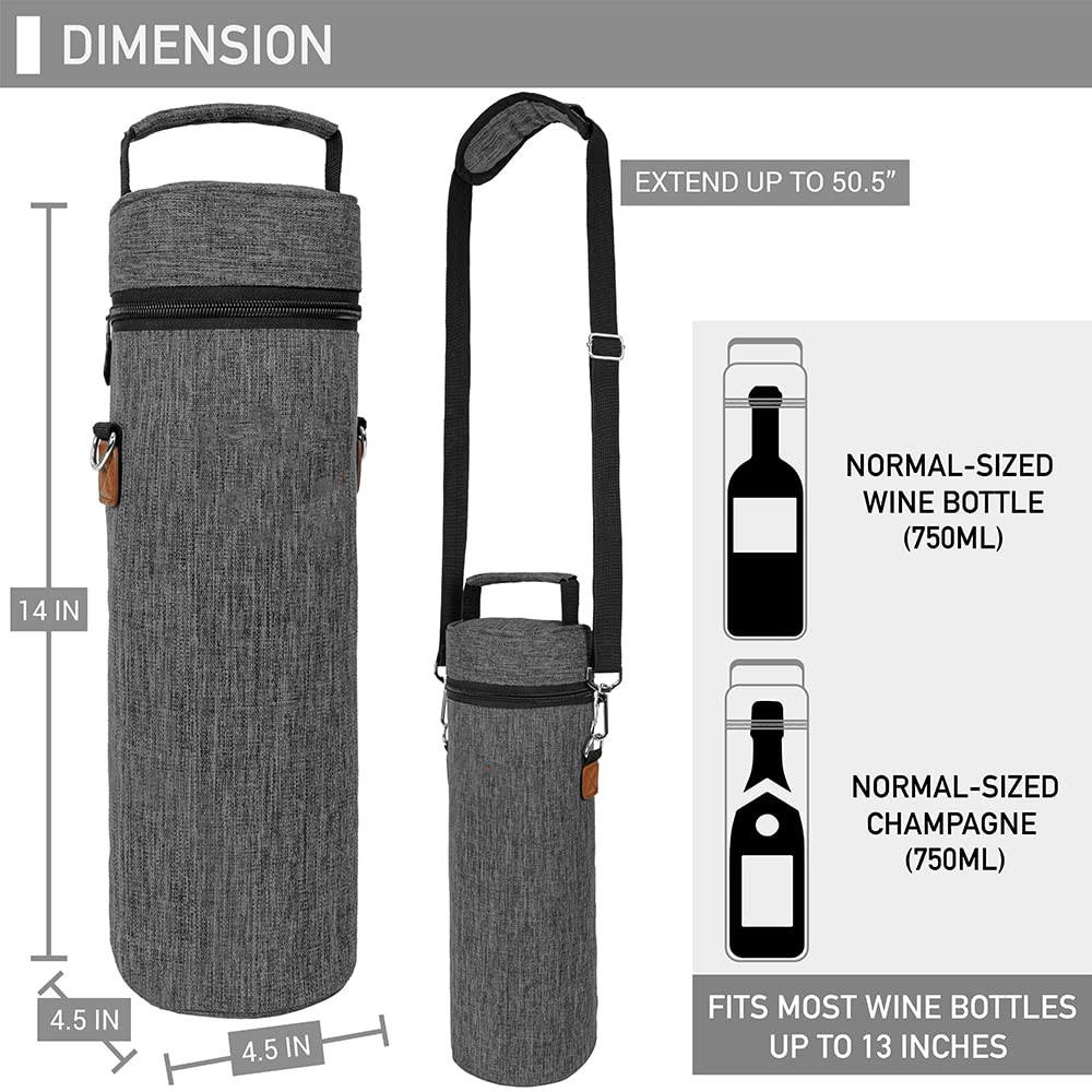 Bolsa de garrafa de vinho portátil personalizada para vinho com alça de ombro isolada e acolchoada bolsa térmica para garrafa de vinho